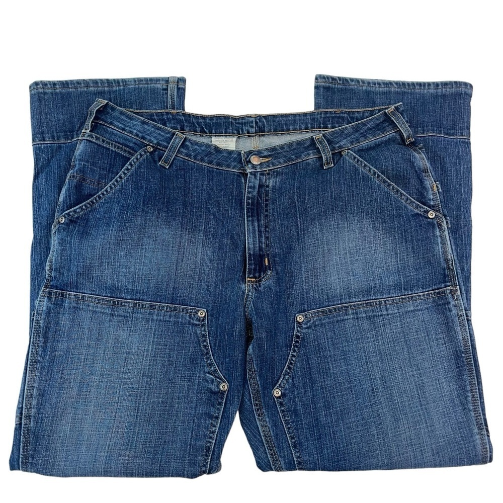 Carhartt WB003 FIO Double Front Work Wear Jeans Womans Sz 18 41X32 Blue Stretch
